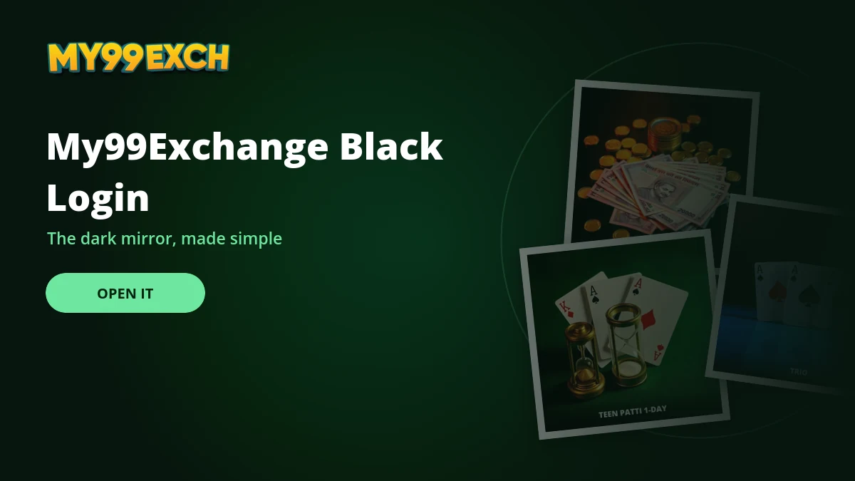 My99Exchange black login banner with dark-theme casino game tiles